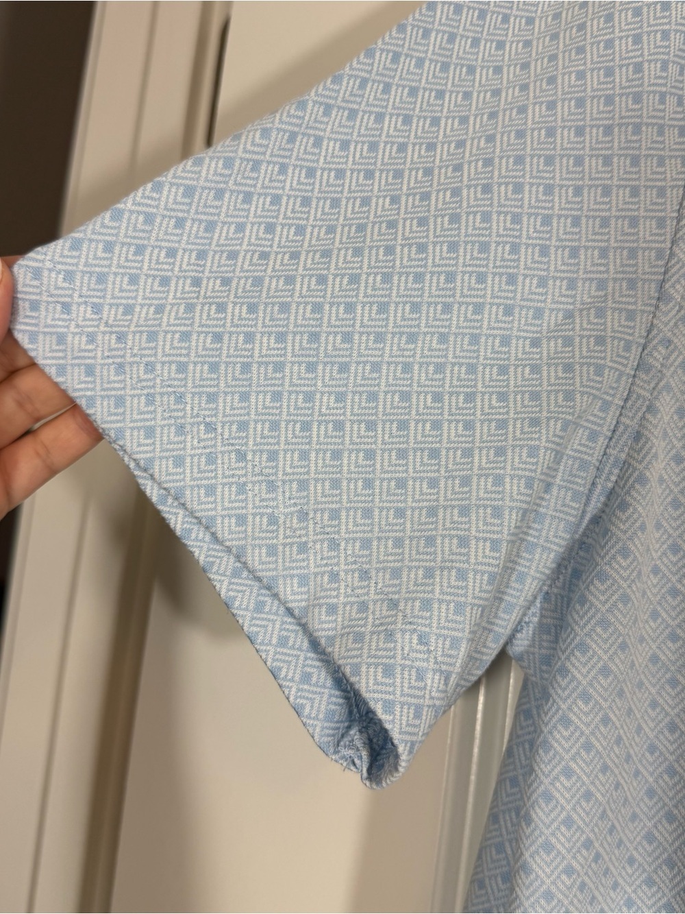 Jos A Bank Men’s Large Traditional Fit Light Blue Geometric Print Polo - Picture 5 of 13